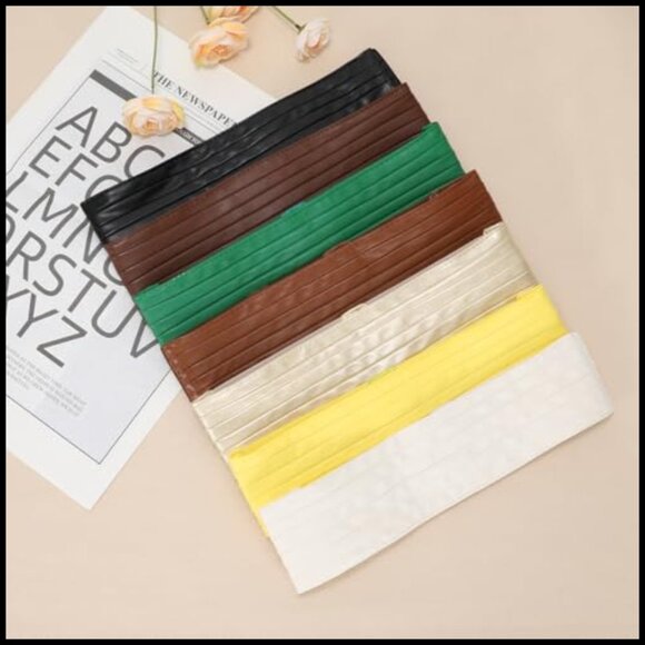 Women\'s Wide Elastic Belt with Faux Leather Front, Snap Closure